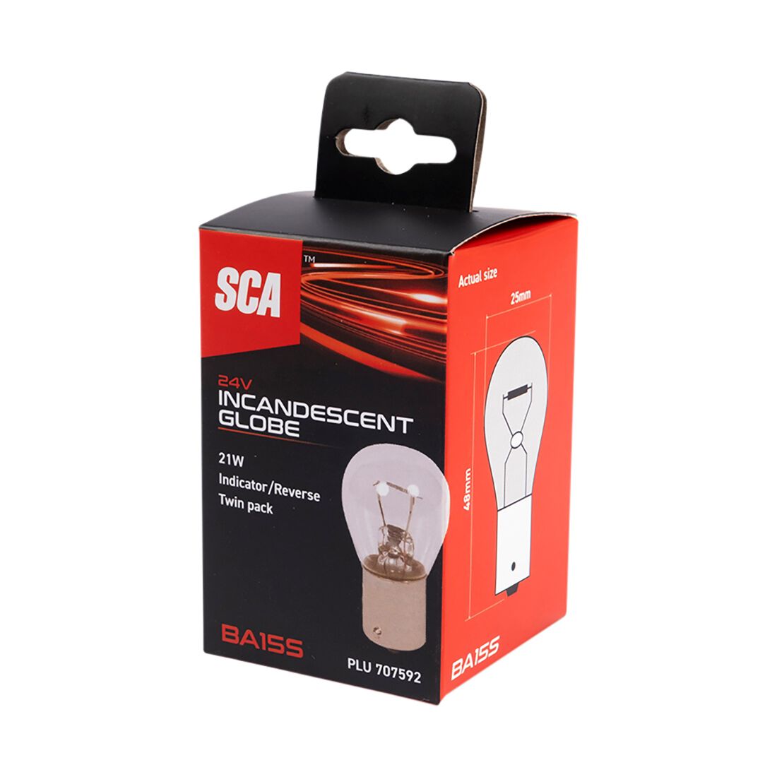 SCA Incandescent Globe - P21W 24V 21W - 2 Pack, , scanz_hi-res