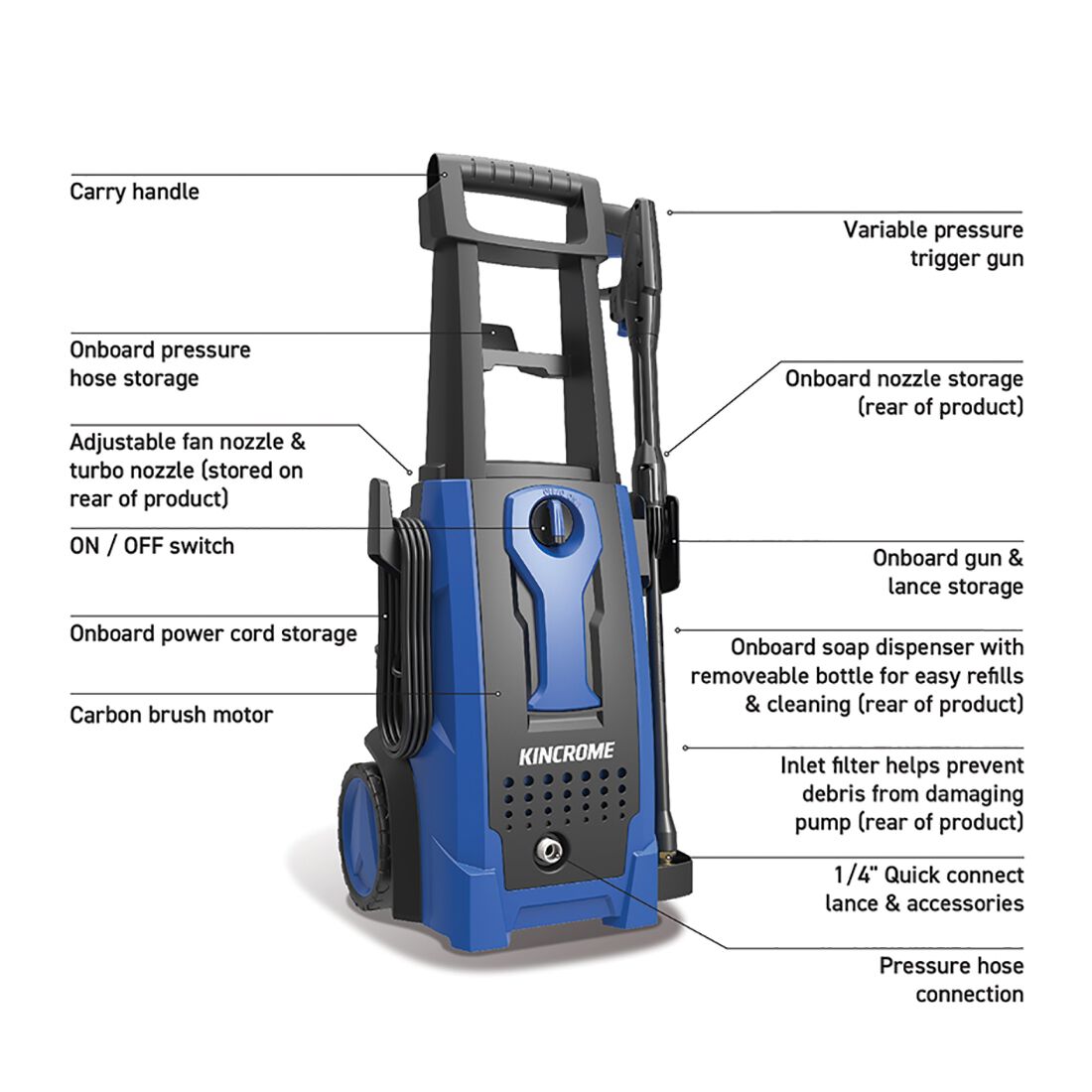 Kincrome K16262 Pressure Washer - 1958 PSI, , scanz_hi-res