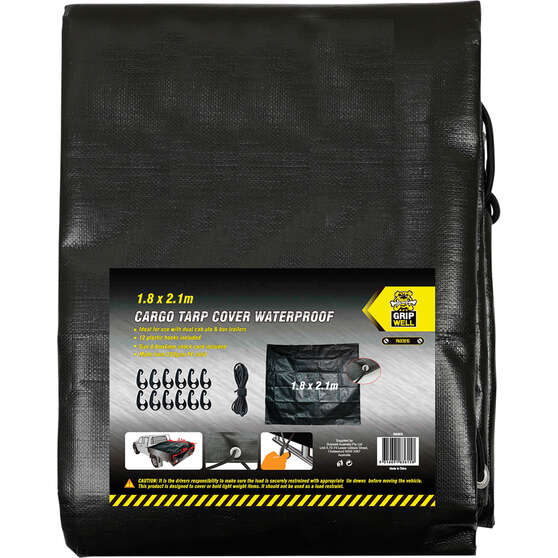 Gripwell Waterproof Cargo Tarp Cover Dual Cab 1.8m x 2.1m, , scanz_hi-res