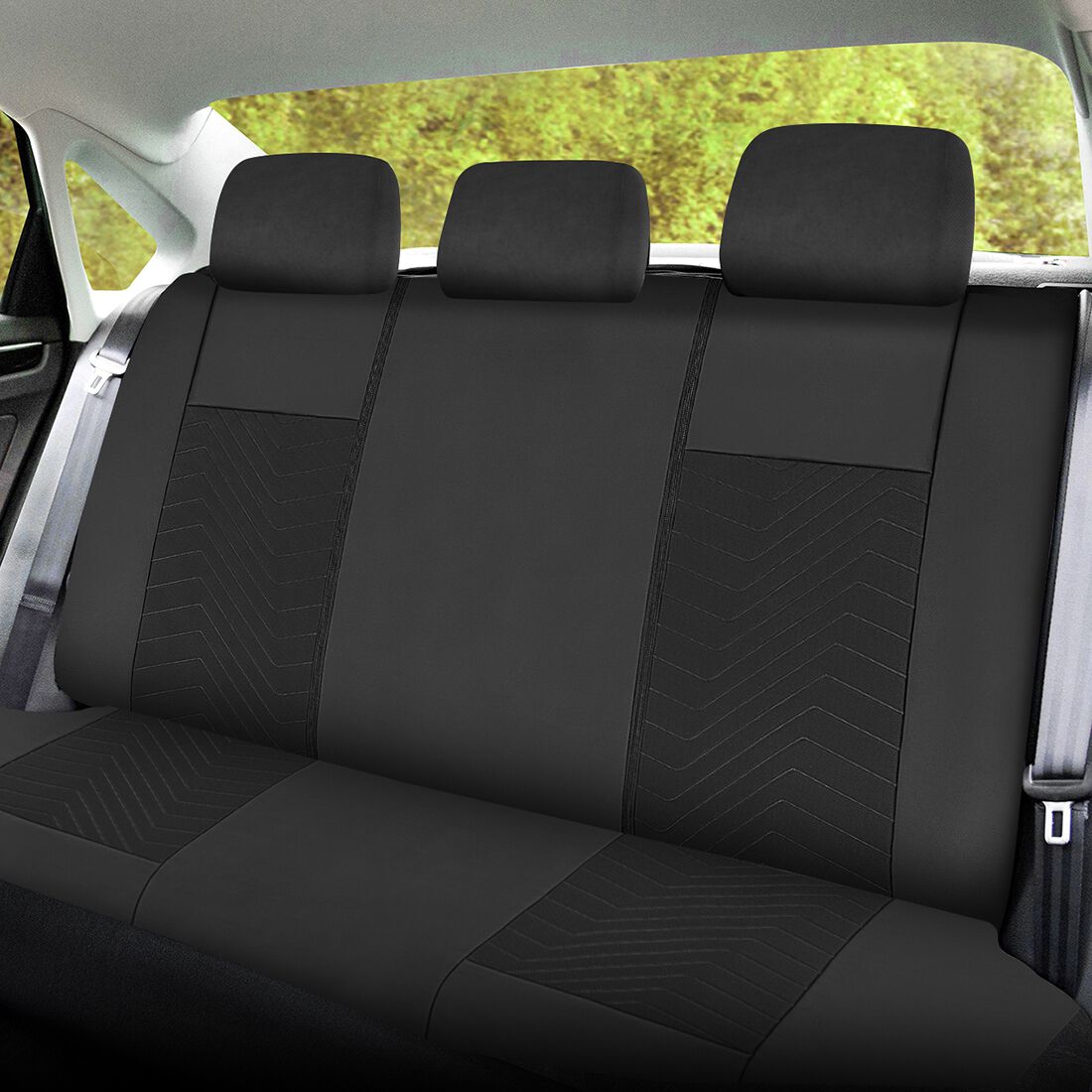 SCA Jacquard & Leather Look Seat Covers Black, Rear, Airbag Compatible, Size 30A, , scanz_hi-res