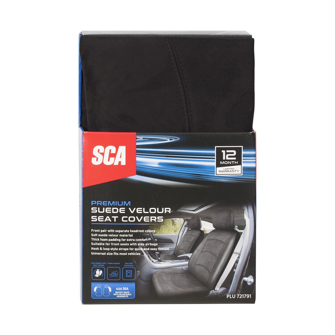SCA Suede & Velour Seat Covers Black, Adjustable Headrests, Airbag Compatible, Size 30A, , scanz_hi-res