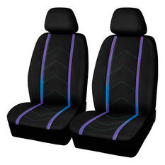 SCA Opal Leather Look Seat Covers Black/Blue Adjustable Headrests, , scanz_hi-res