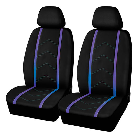 SCA Opal Leather Look Seat Covers Black/Blue Adjustable Headrests, , scanz_hi-res