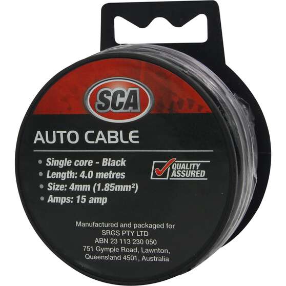 SCA Automotive Cable - Single Core, 15A 4mm x 4m, Black, , scanz_hi-res