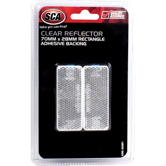 SCA Reflector - Clear, 70 x 28mm, Rectangle, 2 Pack, , scanz_hi-res
