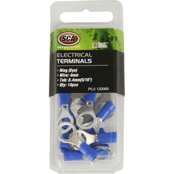 SCA Electrical Terminals - Ring (Eye), Blue, 8.4mm, 14 Pack, , scanz_hi-res