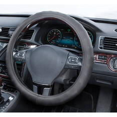 SCA Steering Wheel Cover - Leather Look, Black, 380mm diameter, , scanz_hi-res