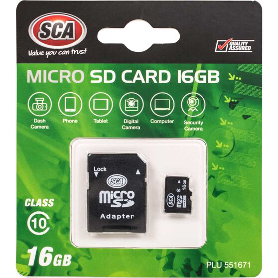 SCA 16GB Micro SD Card Class 10 with Adaptor, , scanz_hi-res