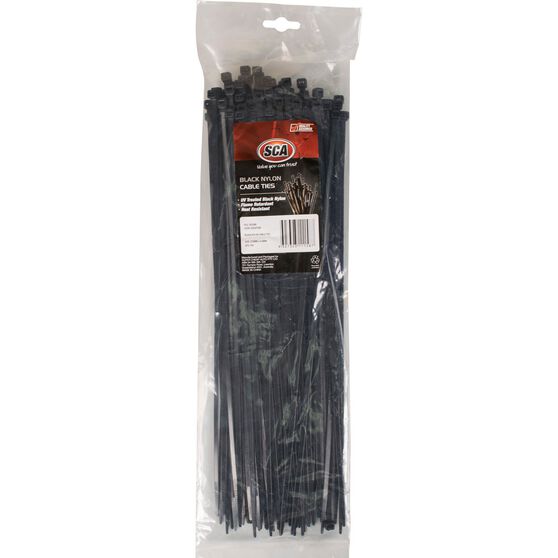 SCA Cable Ties Black, 370mm x 4.8mm, 100 Pack Supercheap Auto New
