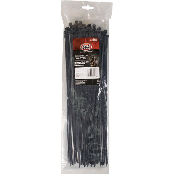SCA Cable Ties - Black, 370mm x 4.8mm, 100 Pack, , scanz_hi-res