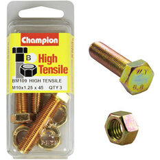 Champion High Tensile Bolts and Nuts BM109, M10x1.25 x 45mm, , scanz_hi-res