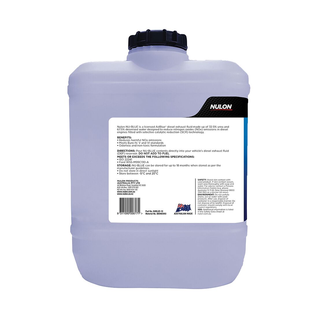 Nulon NU-BLUE Diesel Exhaust Fluid - 10 Litre, , scanz_hi-res