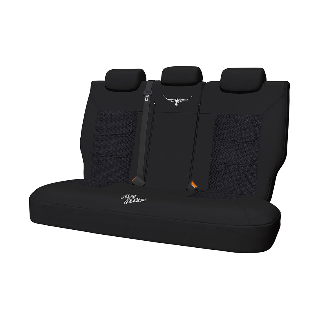 R.M.Williams Woven Seat Covers Black Adjustable Headrests Size 06H Rear Seat, , scanz_hi-res