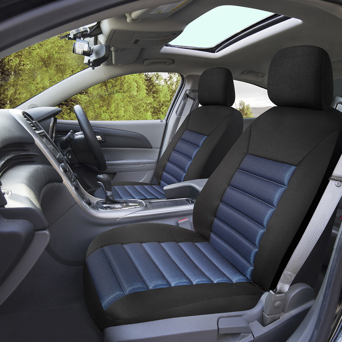 SCA Memory Foam Seat Covers Blue Adjustable Headrests Airbag Compatible, , scanz_hi-res