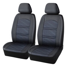 SCA Memory Foam Jacquard & Leather Look Seat Covers Black/Blue Adjustable Headrests Airbag Compatible, , scanz_hi-res