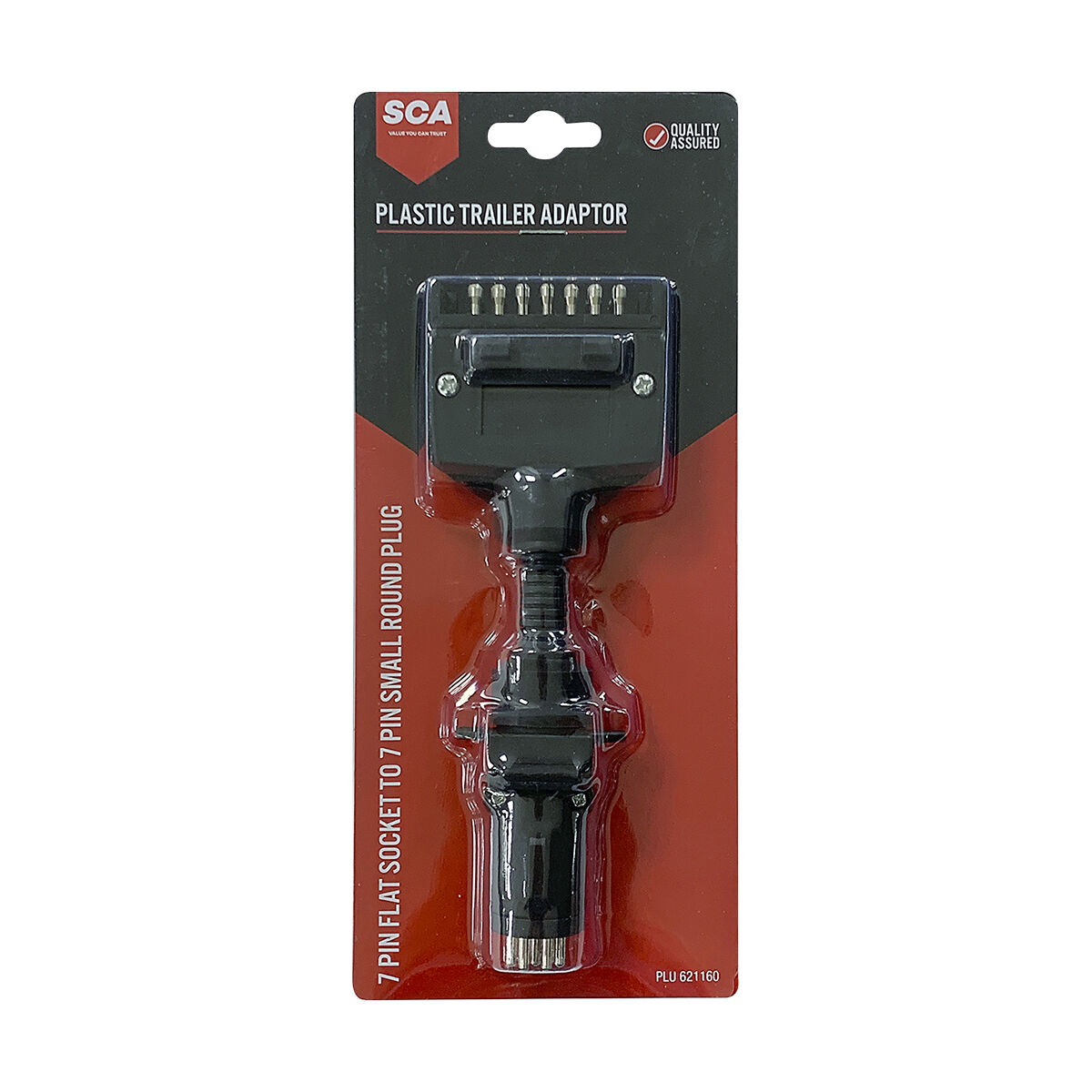 SCA Trailer Adaptor 7 Pin Flat Socket To 7 Pin Small Round Plug, , scanz_hi-res