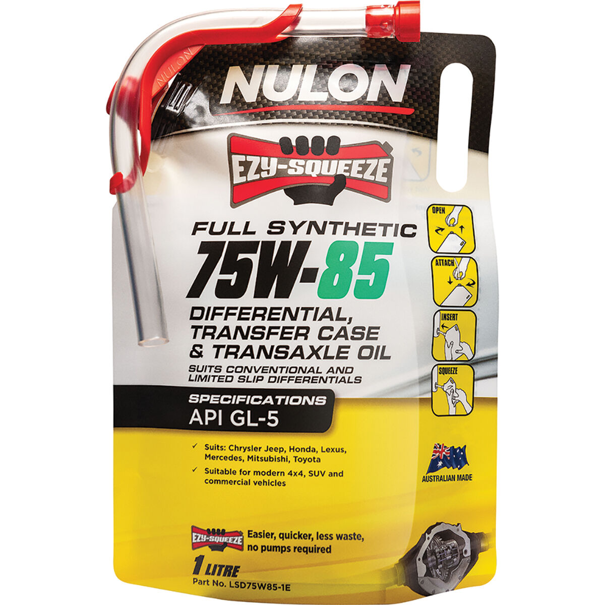 NULON EZY-SQUEEZE Differential, Transfer Case & Transaxle Oil - 75W-85, 1 Litre, , scanz_hi-res