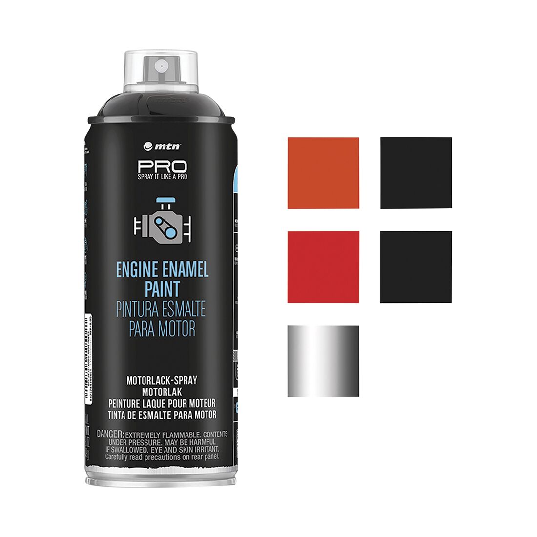 MTN PRO Engine Enamel Black Gloss 400ml Spray Paint, , scanz_hi-res