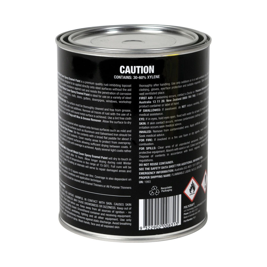 Polycraft Metal Cover Gloss Black 1 Litre, , scanz_hi-res