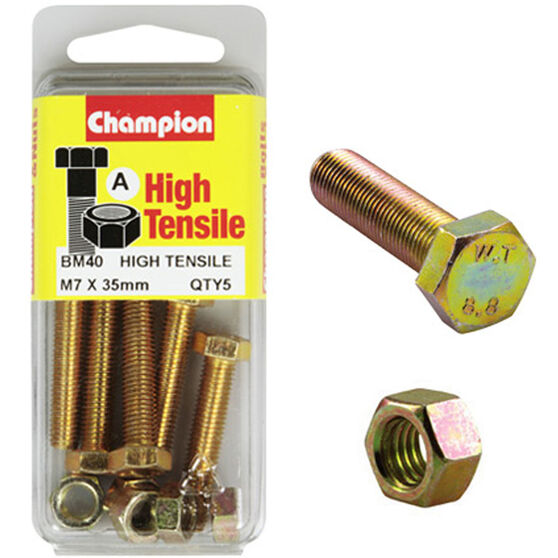 Champion High Tensile Bolts and Nuts - M7 X 35, , scanz_hi-res
