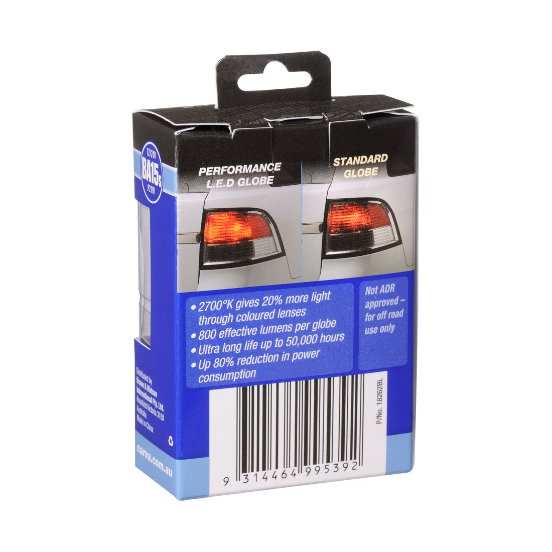 Narva Automotive Globes - Performance LED Bayonet 12/24V, P21W, BA15S, , scanz_hi-res