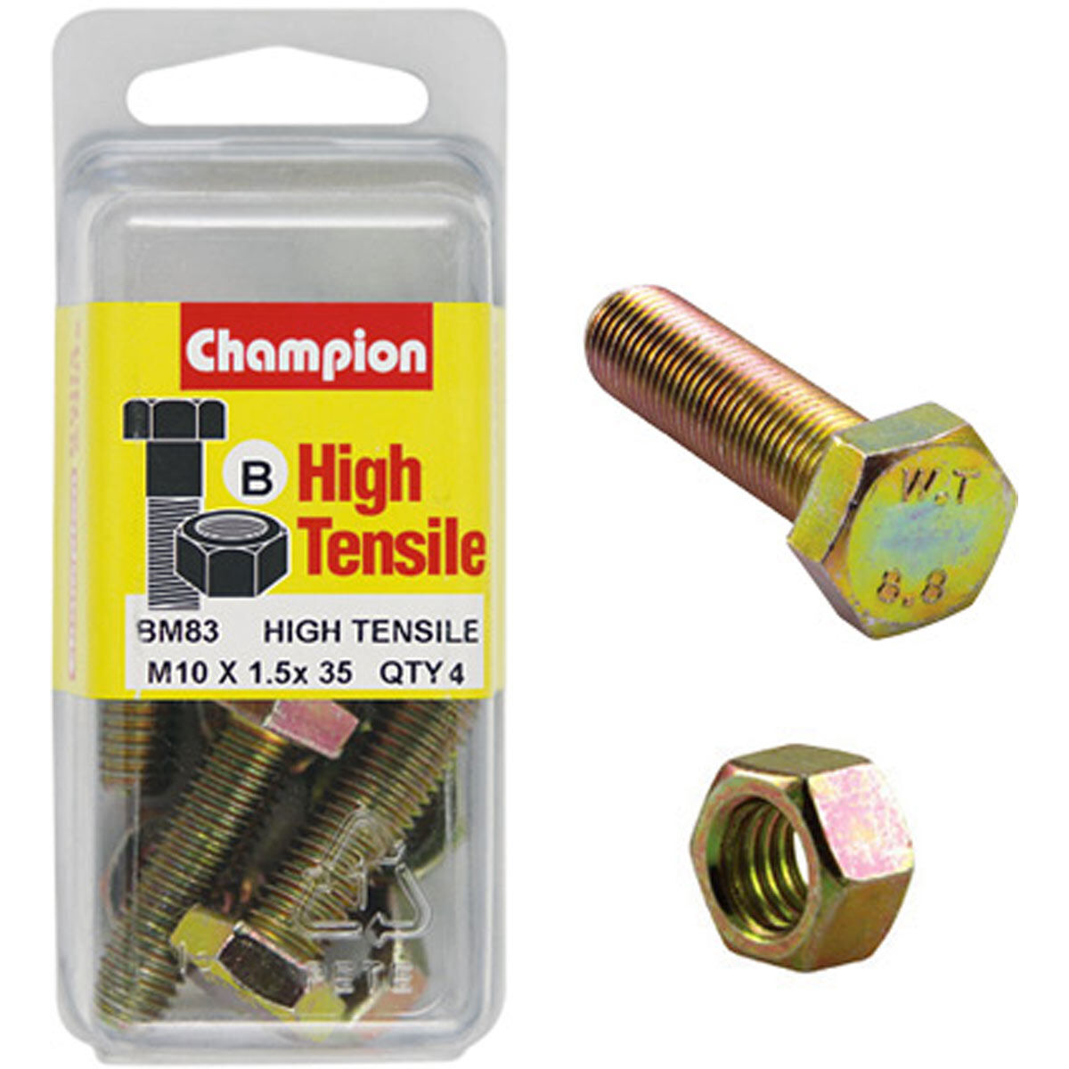 Champion High Tensile Bolts and Nuts BM83, M10x1.5 x 35mm, , scanz_hi-res