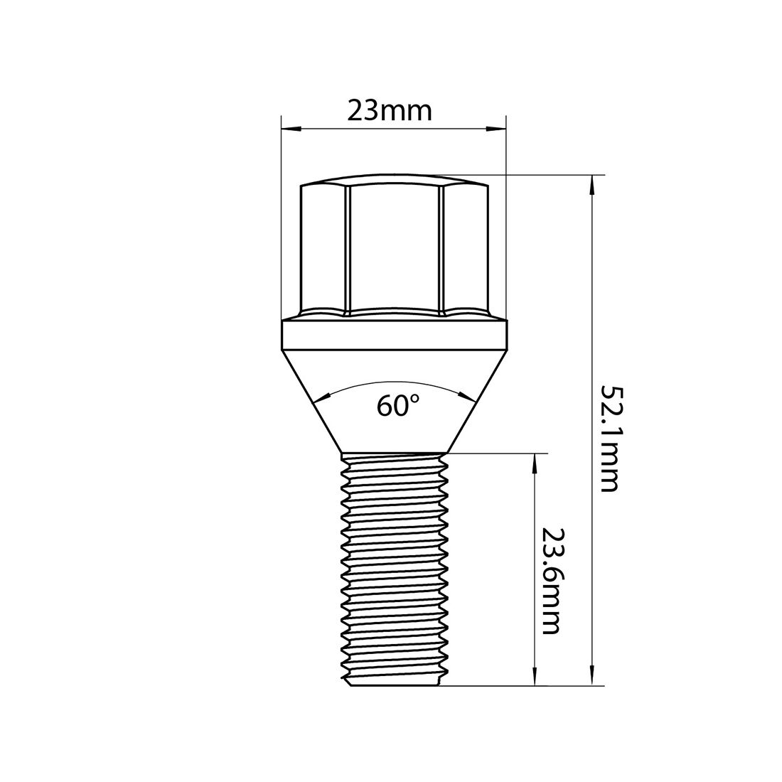 Tridon Wheel Bolts M12x1.5. Tapered Seat Bolt. 17mm Hex. Black Finish - 5 Pack, , scanz_hi-res