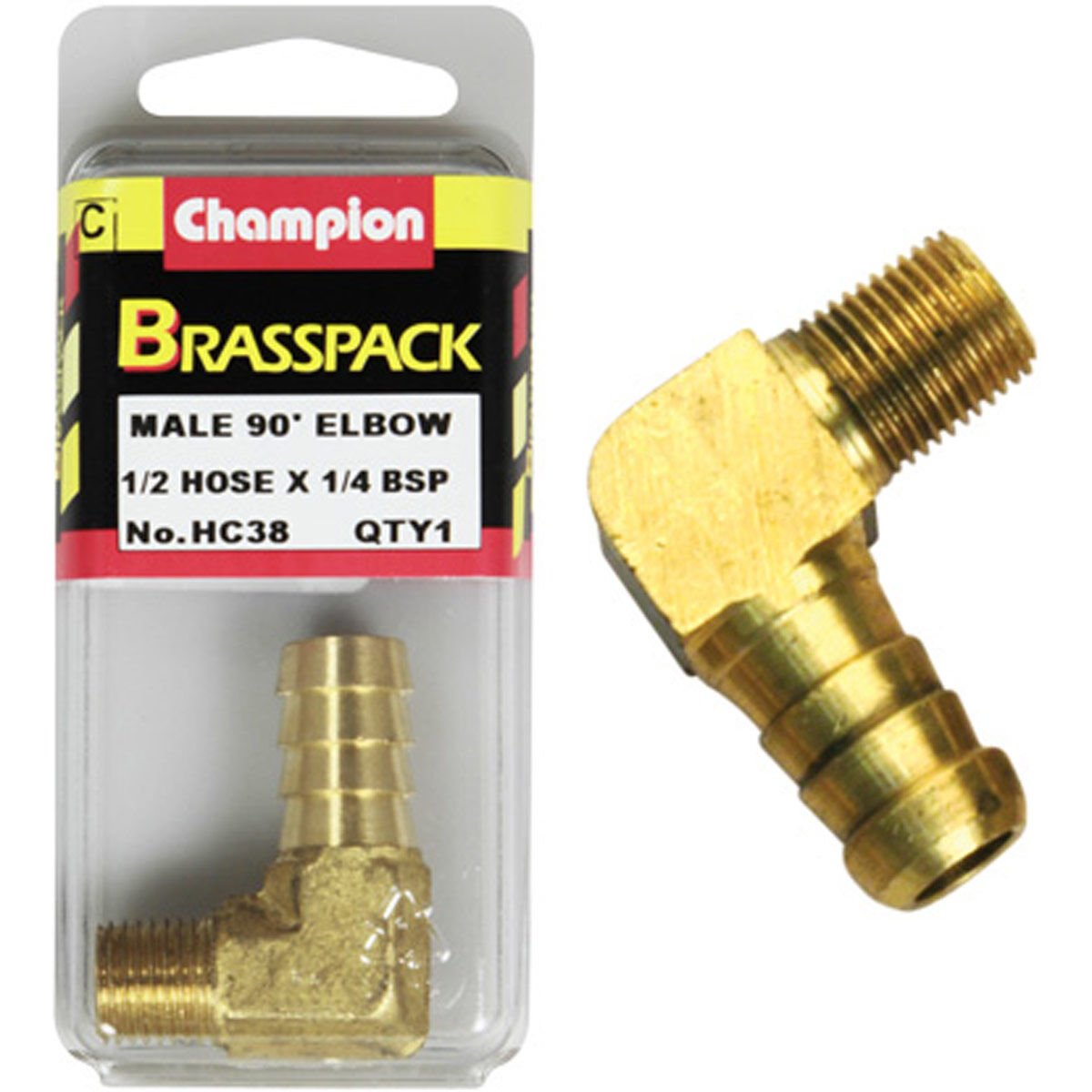 Champion Male Brass Pack 90&deg; Elbow HC38, 1/2" x 1/4", , scanz_hi-res