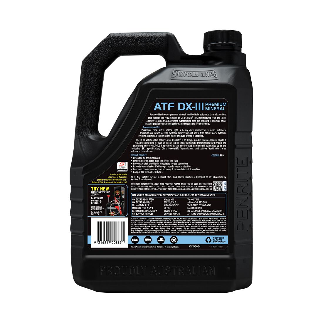 Penrite Automatic Transmission Fluid - DX-III, 4 Litre, , scanz_hi-res