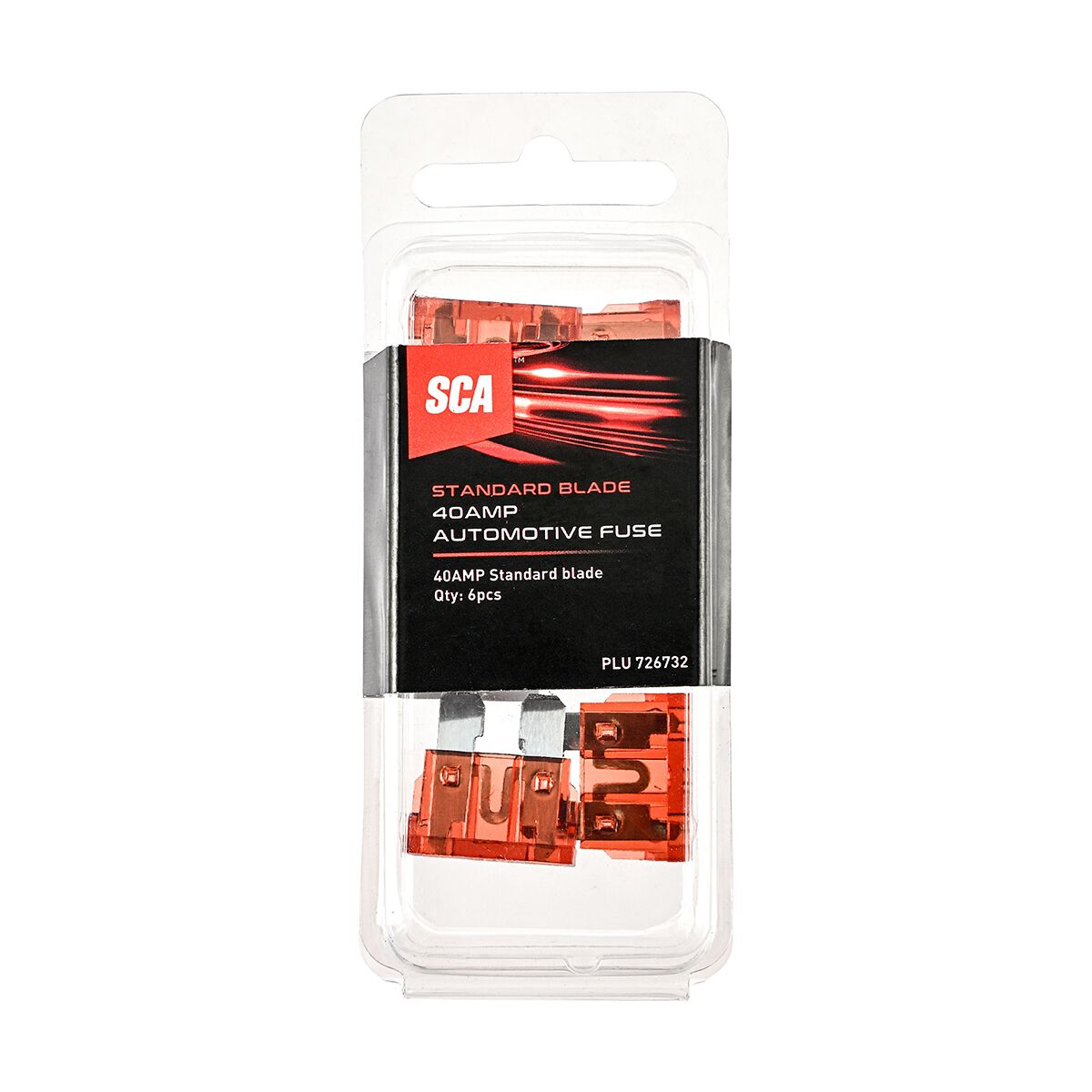 SCA Automotive Fuses - Standard Blade, 40 Amp, 6 Piece, , scanz_hi-res
