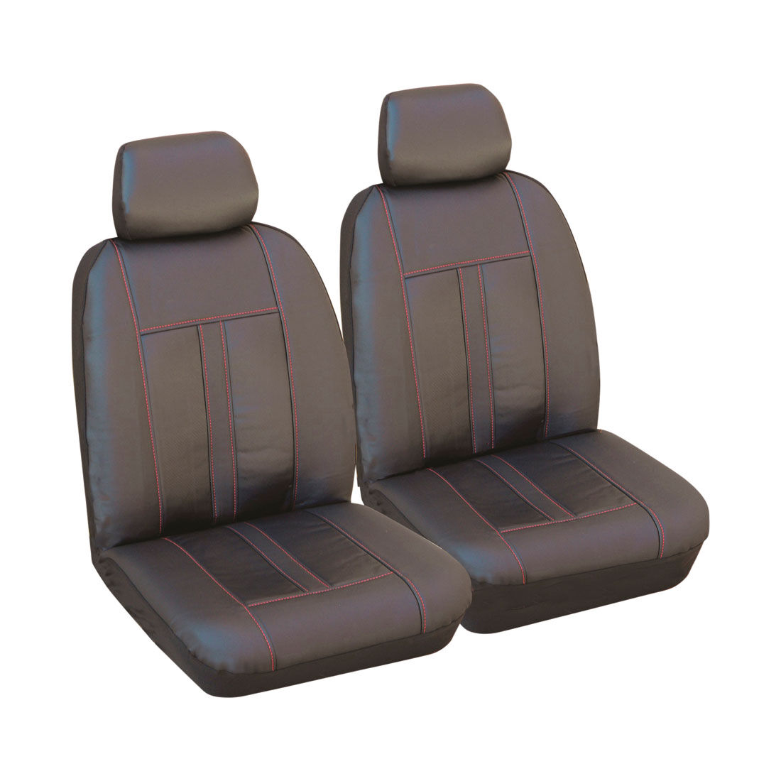 SCA Leather Look Seat Covers Black/Red Adjustable Headrests Airbag Compatible 30SAB, , scanz_hi-res