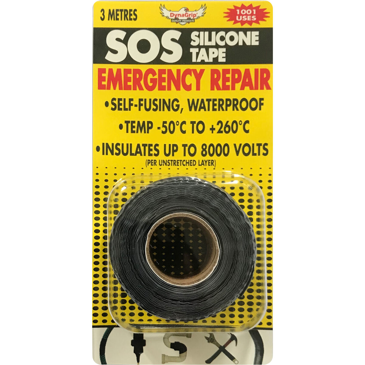 DynaGrip SOS Silicone Tape - Black, 3m x 25mm, , scanz_hi-res
