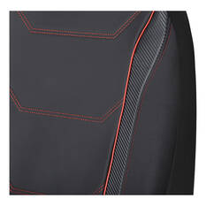 SCA Sports Leather Look & Carbon Seat Covers Black/Red Adjustable Headrests Airbag Compatible, , scanz_hi-res