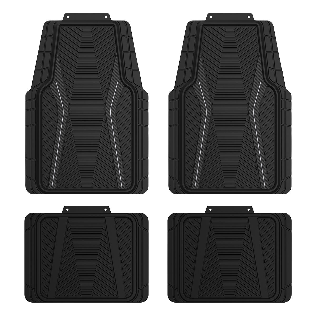 SCA Carbon Fibre PVC Car Floor Mats - Set of 4, Black/Grey, , scanz_hi-res