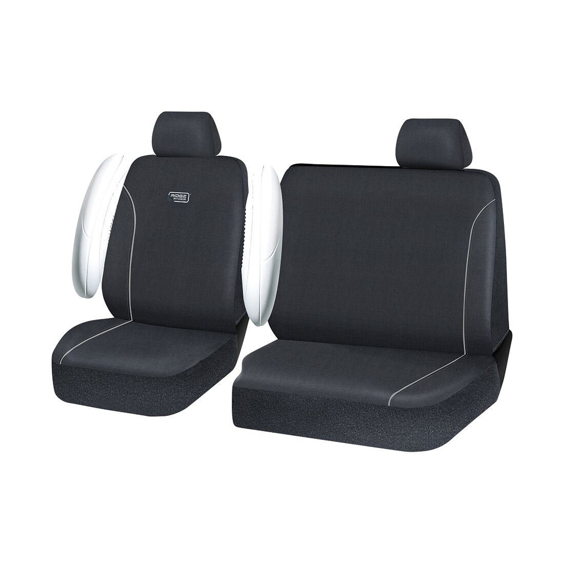 Ridge Ryder Canvas Piping Seat Covers Black/Grey 401SAB, , scanz_hi-res