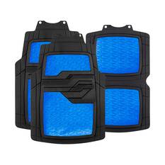 SCA Checkerplate PVC Car Floor Mats - Set of 4, Blue/Black, , scanz_hi-res