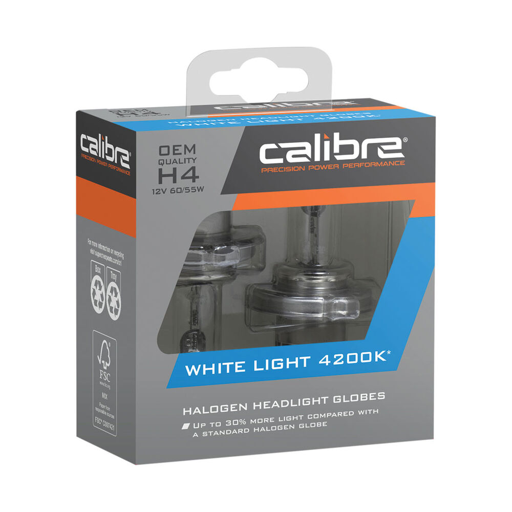 Calibre Headlight Globes H4 12V 60/55W White Light Supercheap Auto New Zealand