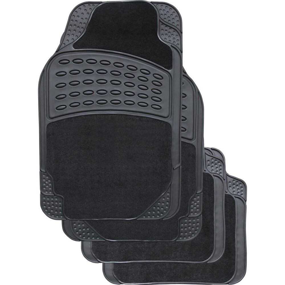 SCA Combo Car Floor Mats Carpet / PVC, Black, Set of 4 Supercheap