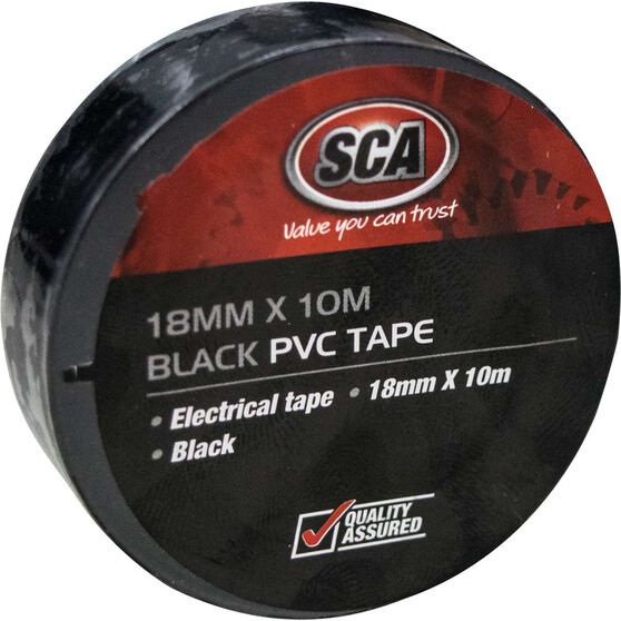 SCA PVC Electrical Tape - Black, 18mm x 10m Black, Black, scanz_hi-res