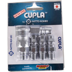 Nitto Air Fitting Set Plug and Coupler 1/4" 5 Piece, , scanz_hi-res