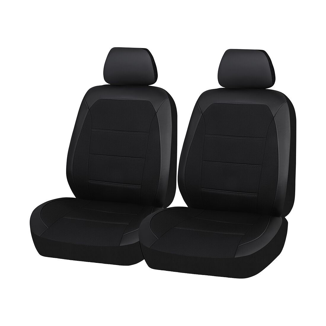 SCA Memory Foam Flax & Leather Look Seat Covers Black Adjustable Headrests Airbag Compatible, , scanz_hi-res
