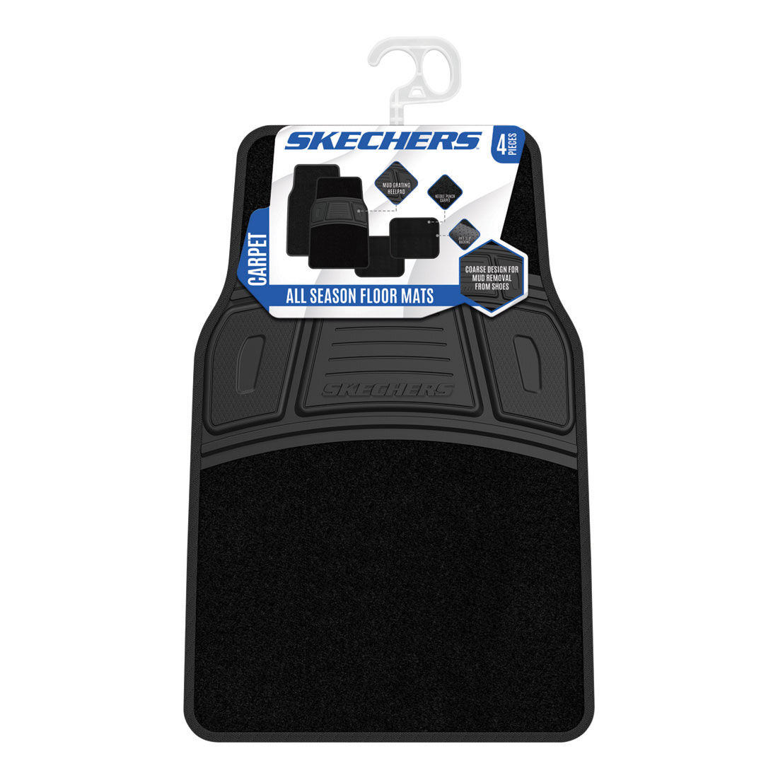 Skechers Carpet Floor Mats Black Front & Rear Set, , scanz_hi-res
