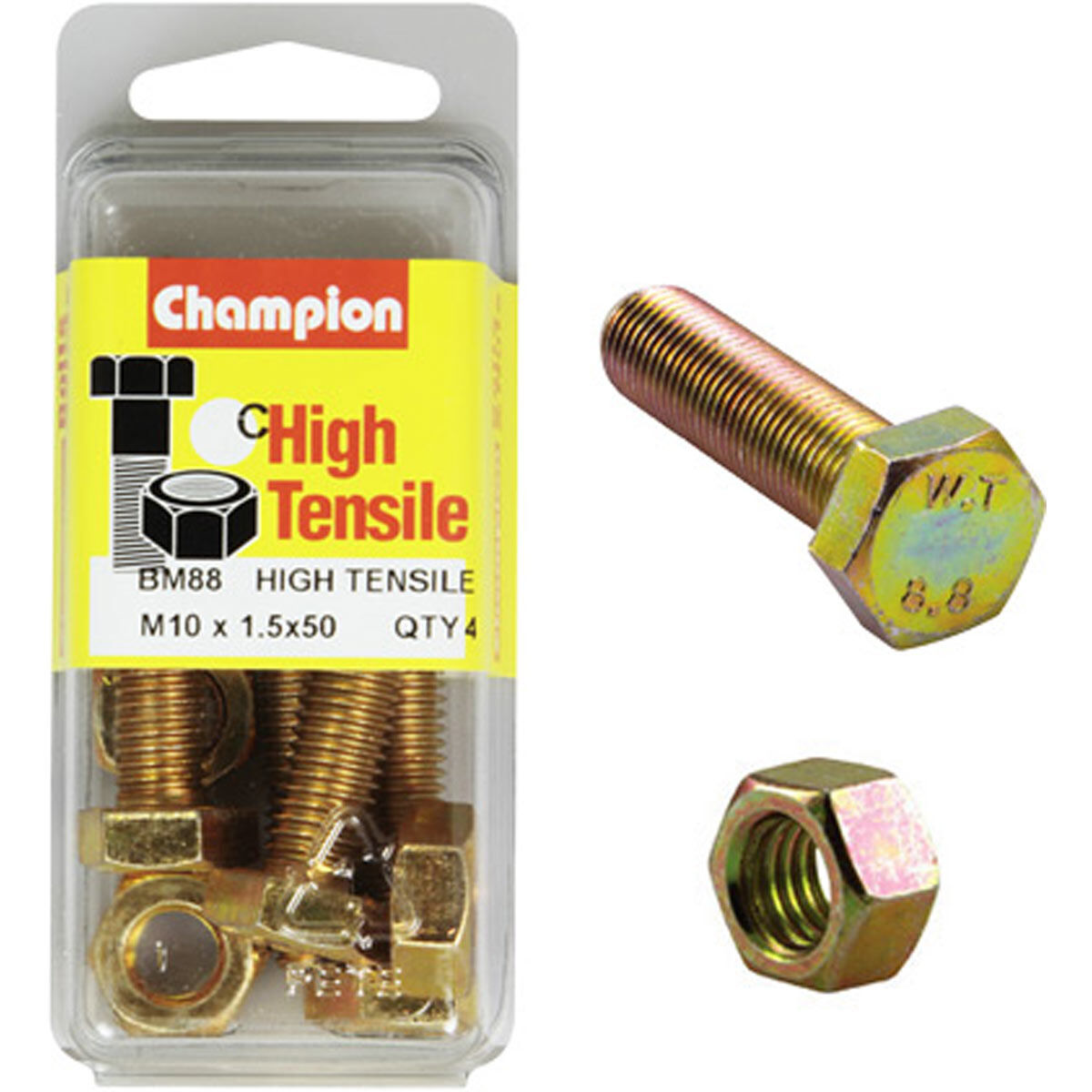 Champion High Tensile Bolts and Nuts BM88, M10x1.5 x 50mm, , scanz_hi-res