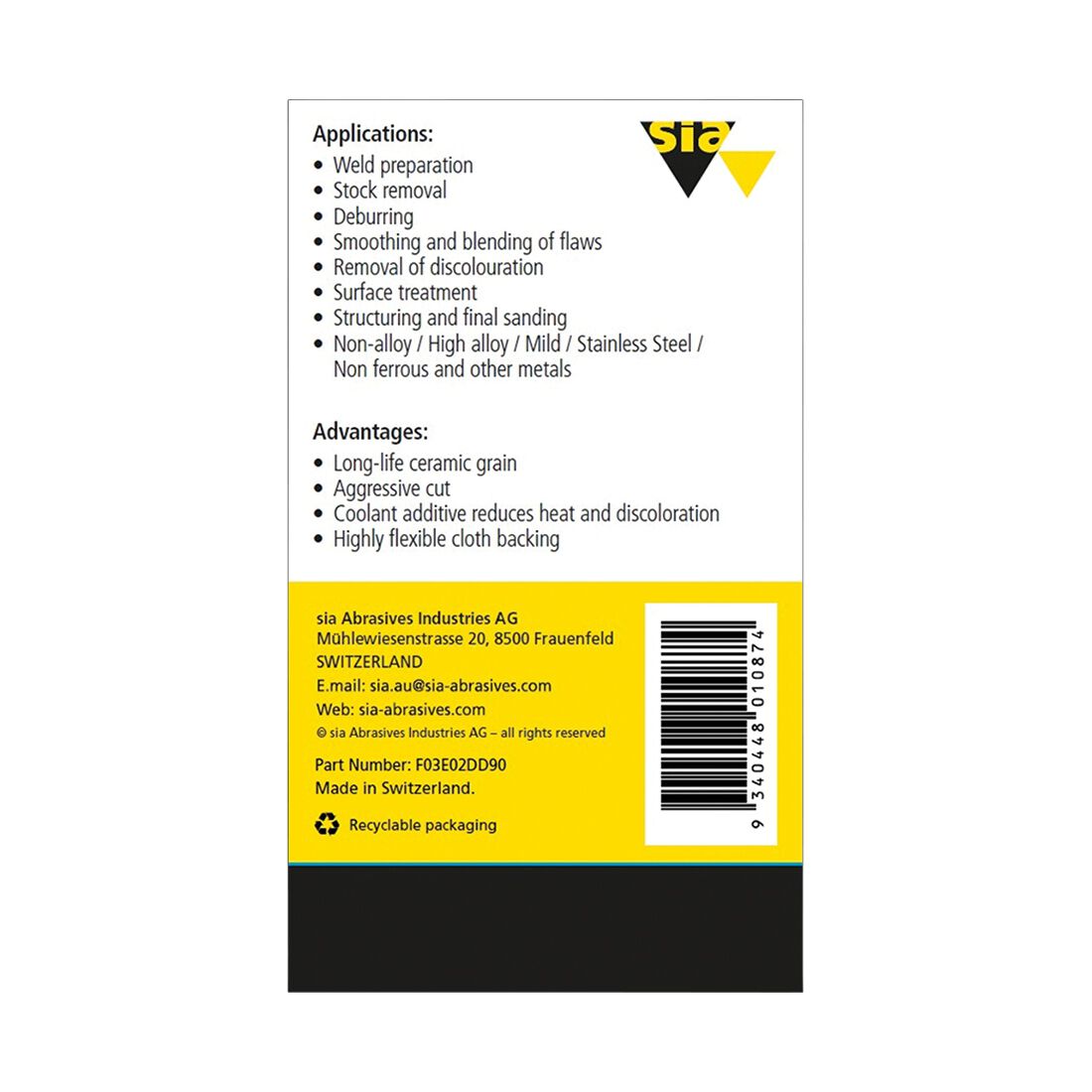 SIA Abrasives Abrasive Belt 10X330mm, 2511 Series, Mixed Grit, 5 Pack, , scanz_hi-res