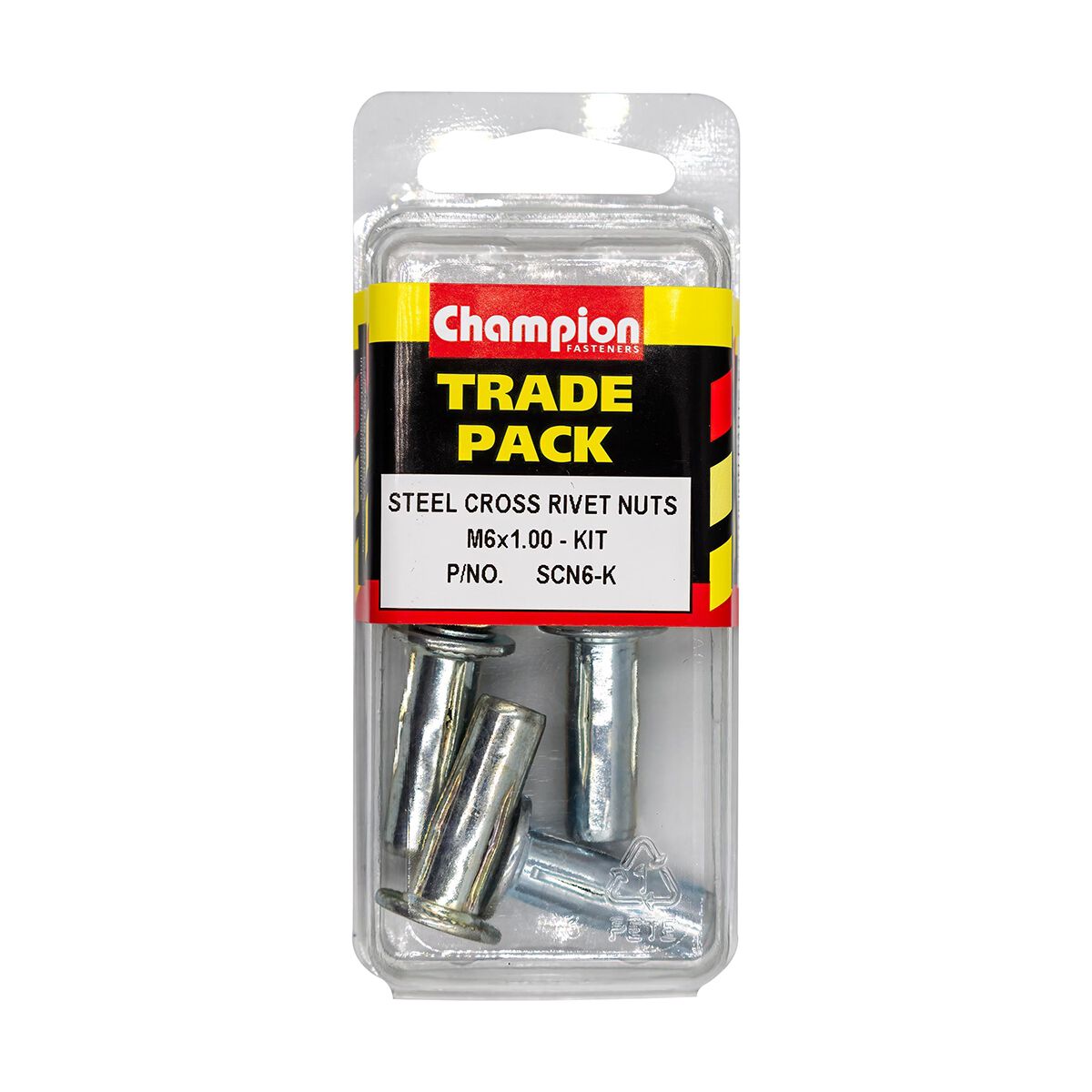 Champion Steel Cross Rivet Nuts, M6x1.00 Kit, , scanz_hi-res