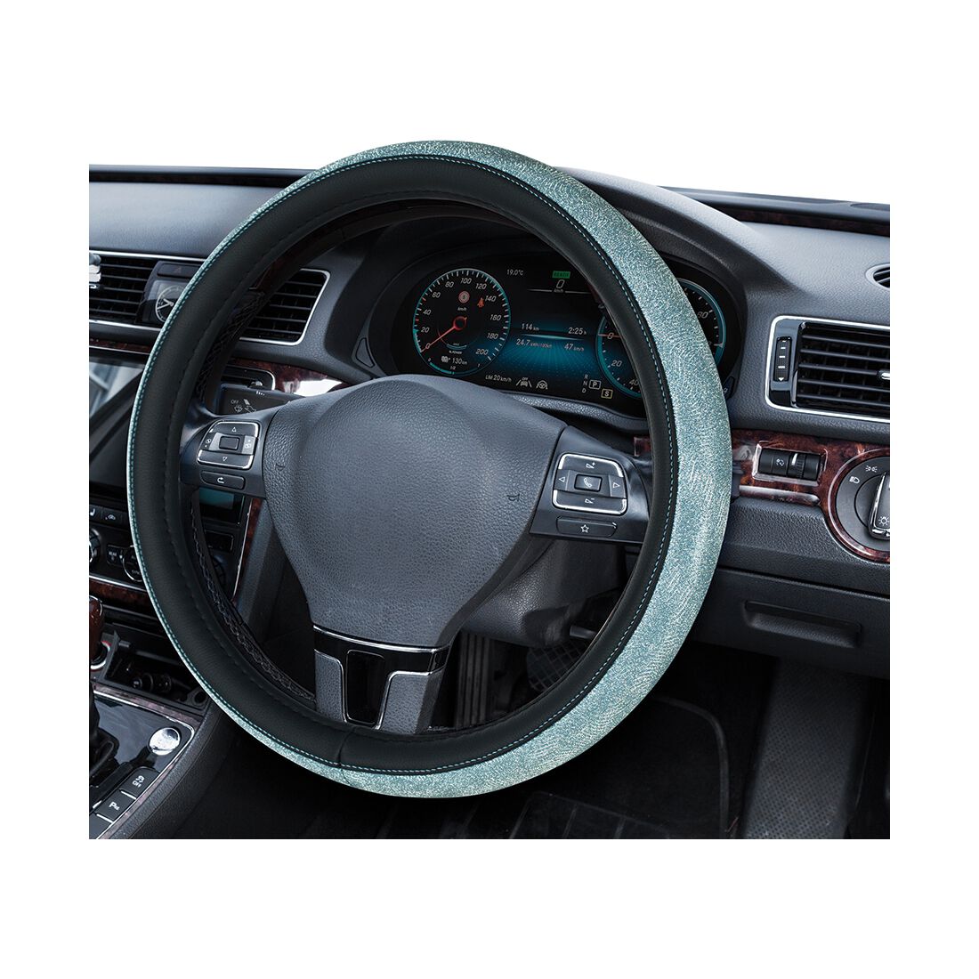 SCA Steering Wheel Cover & Seat Belt Buddie Blue Shimmer Leather Look, , scanz_hi-res