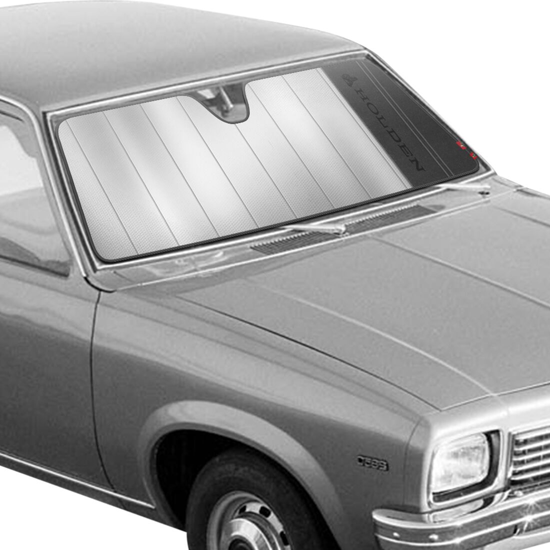 Holden Heritage Modore Accordion Sunshade - Silver/Black, , scanz_hi-res
