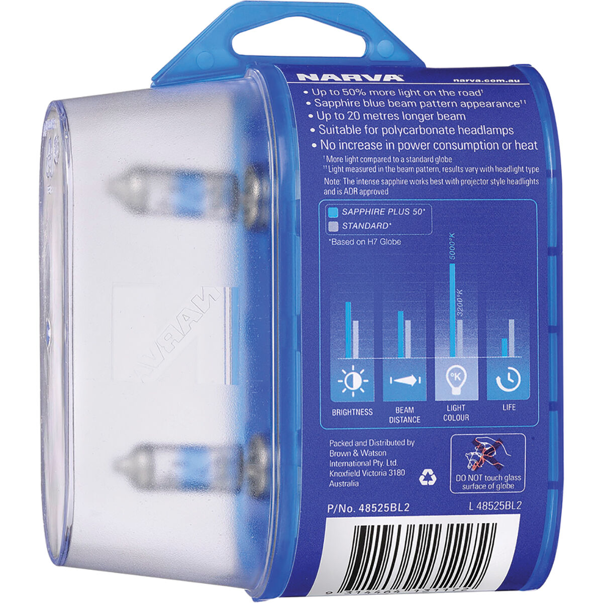 Narva Sapphire Plus 50 Headlight Globes - H7, 12V 55W, 48525BL2, , scanz_hi-res