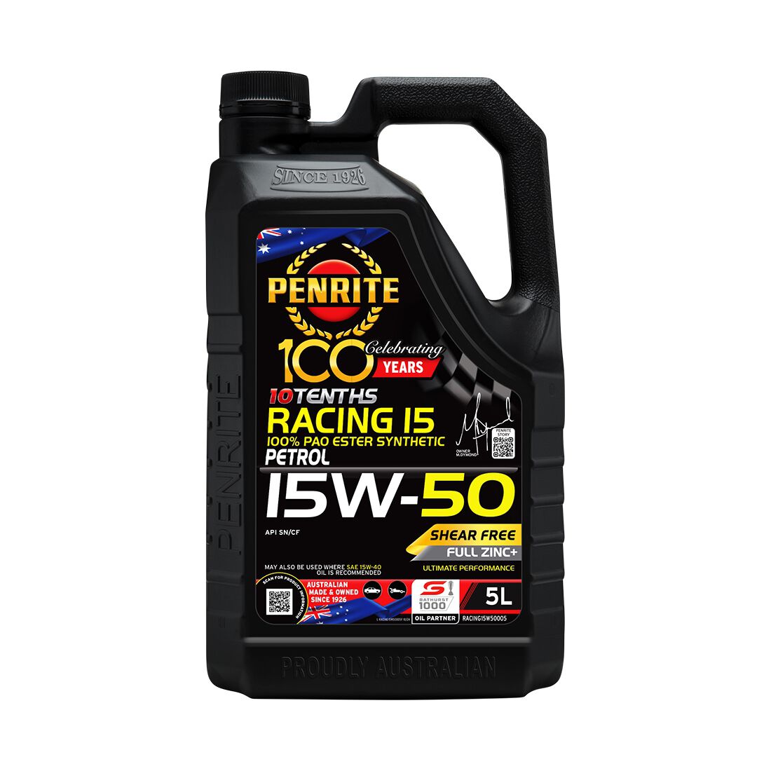 Penrite 10 Tenths Racing 15 Engine Oil - 15W-50 5 Litre, , scanz_hi-res