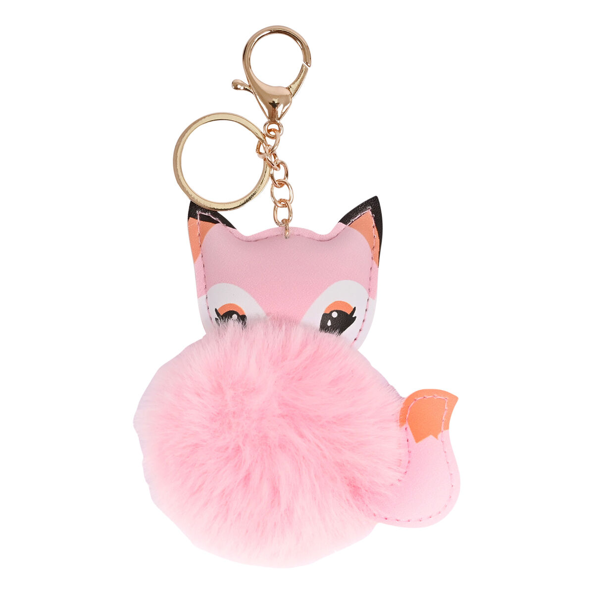 Pom Pom Keyring - Pink Fox, , scanz_hi-res